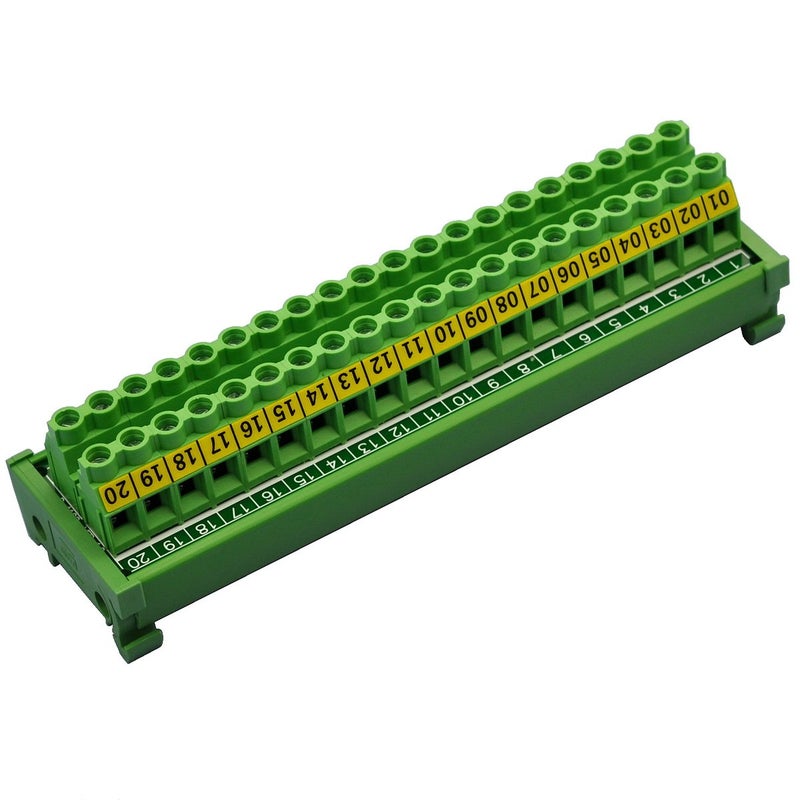 Electronics-Salon DIN Rail Mount 20 Position 30A / 300V Screw Terminal Block Distribution Module. - Image 2